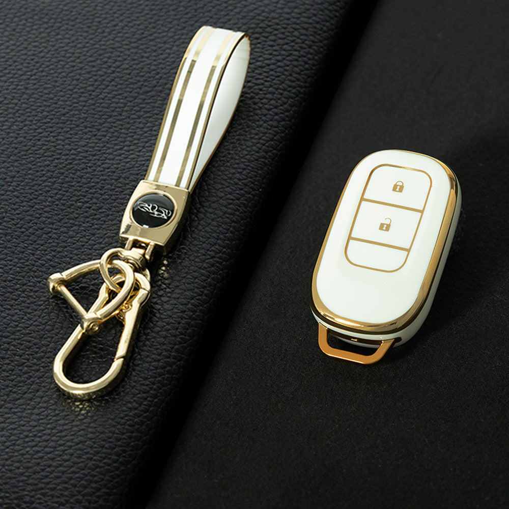 HOB2T1 White-Gold Plating Car Key Cover Suitable for Honda CRV Style Key case Civic HRV Accord XRV Yingshipai Haoyingbin Intelligent Bag Buckle keychain