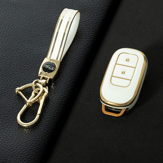 HOB2T1 White-Gold Plating Car Key Cover Suitable for Honda CRV Style Key case Civic HRV Accord XRV Yingshipai Haoyingbin Intelligent Bag Buckle keychain