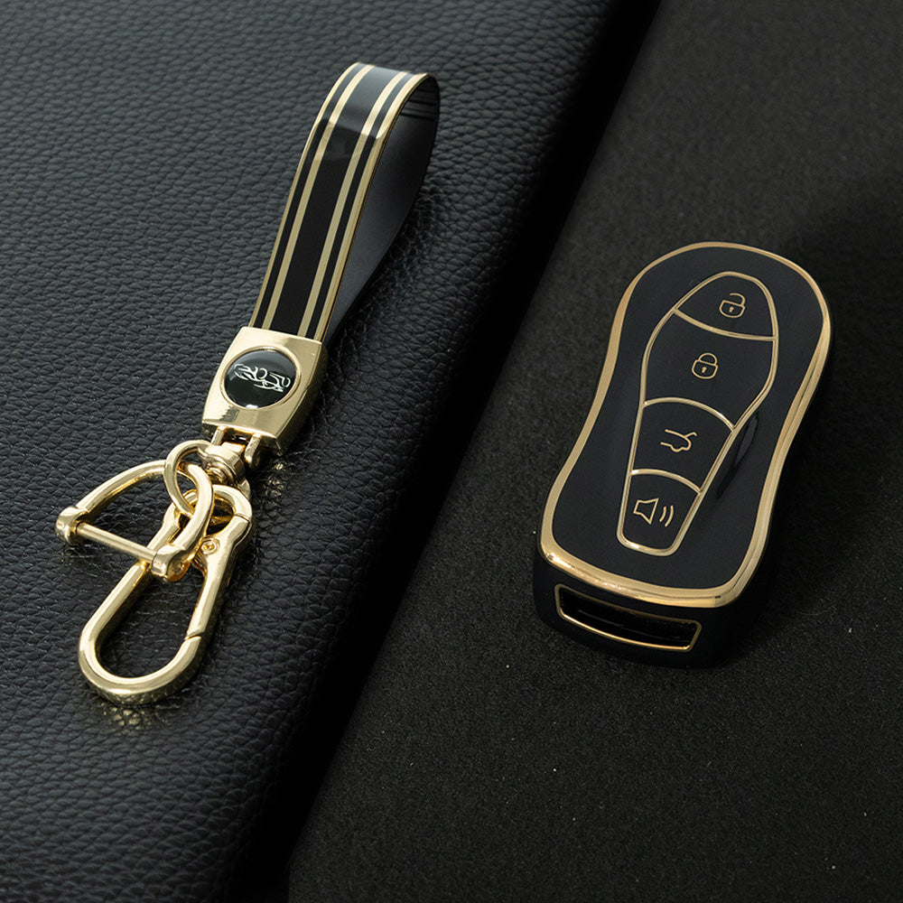 GEC1T1 Black-Gold Plating Car Key Cover Suitable for Geely Boyue Pro Car Key Set High-end Protective Shell Star Yue S Key Bag Buckle Remote FX Protective Buckle keychain