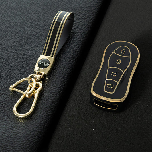 GEC1T1 Black-Gold Plating Car Key Cover Suitable for Geely Boyue Pro Car Key Set High-end Protective Shell Star Yue S Key Bag Buckle Remote FX Protective Buckle keychain