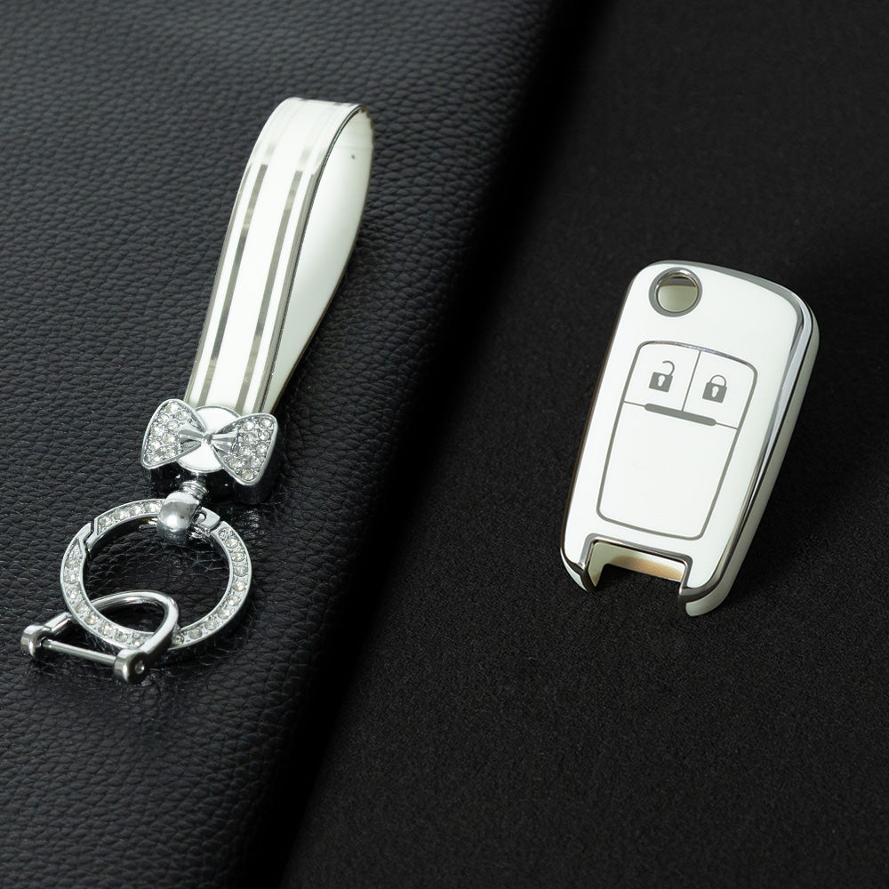 CED4T1 White-Silver Plating Car Key Cover TPU Key Cover for Chevrolet Cruze Aveo Trax Sail Malibu for Opel Vauxhall Astra Corsa Meriva Insignia Key case