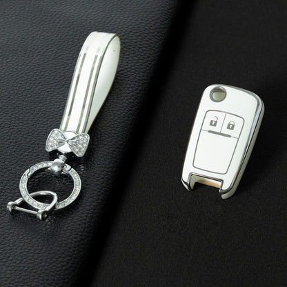 CED4T1 White-Silver Plating Car Key Cover TPU Key Cover for Chevrolet Cruze Aveo Trax Sail Malibu for Opel Vauxhall Astra Corsa Meriva Insignia Key case