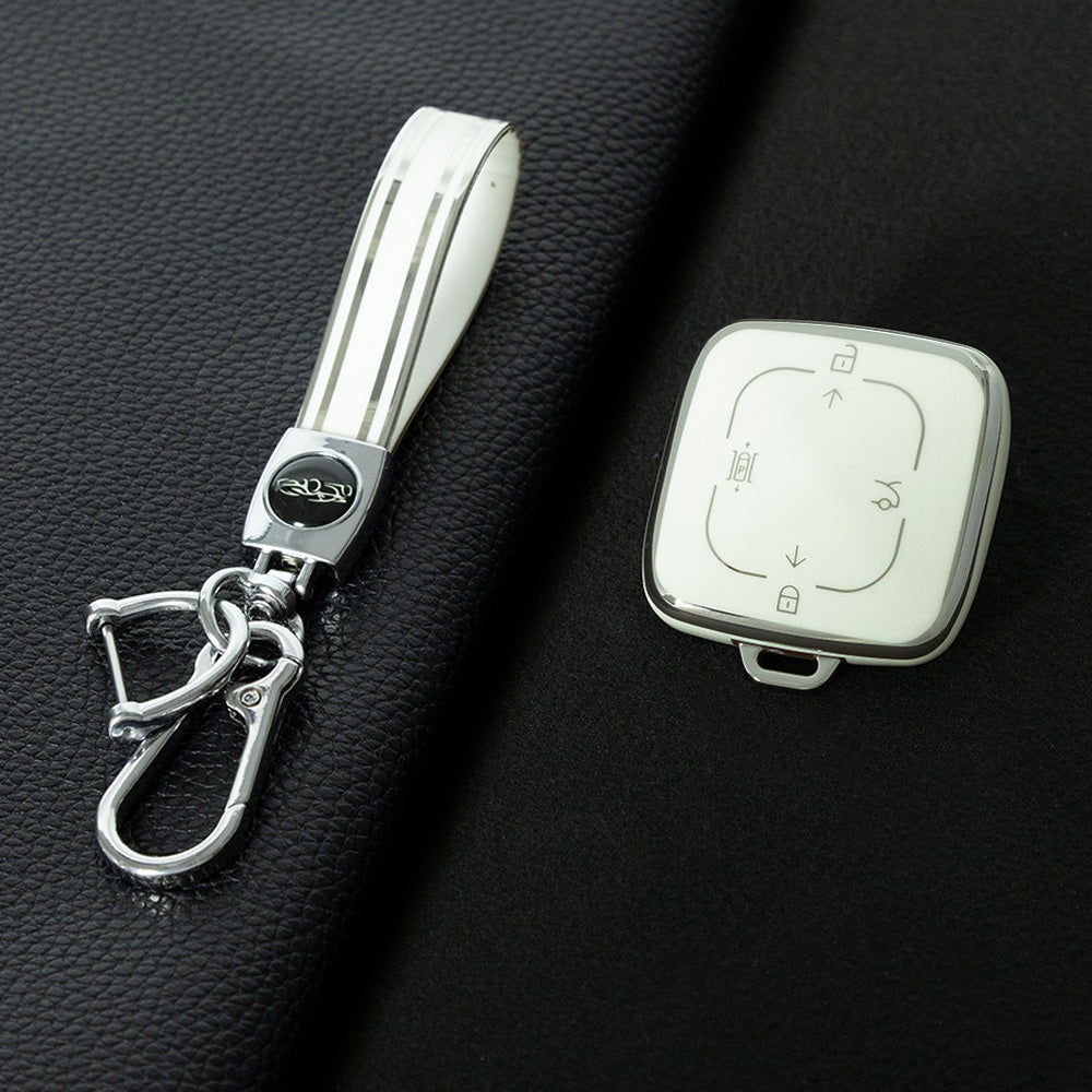 ZEA1T1 White-Silver Plating Car Key Case Cover Suitable for ZEEKR Car Key Cover 001 007 X 009 Protector Shell Automobile Key Fob case Bag keychain