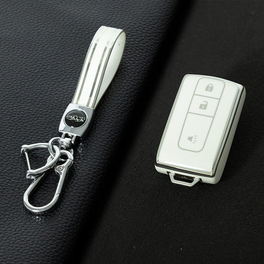 TOF2T1 White-Silver Plating New Soft TPU Car Key Case Cover Holder for Toyota Prius 06 2006 Car Key Smart Protection Shell Fob Car Accessories