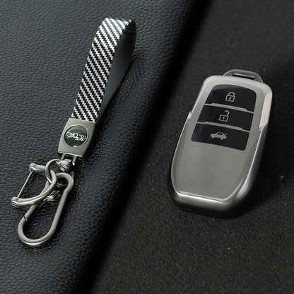 TOC1T1 Black-Metal Gray Plating Car Key Cover For TPU Soft Car Key Fob Cover Smart Key Shell Case Protector Suitable for Toyota Corolla Camry Levin RAV4 Reiz
