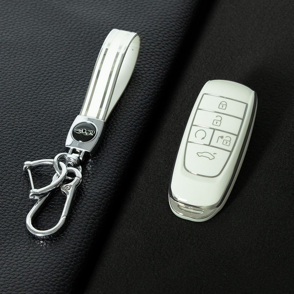 TRB1T1 White-Silver Plating Car Key Cover Key Case Cover for Gac New Energy Trumpchi Aion S V Y LX Car Accessories Car-Styling Holder Shell Keychain Protection