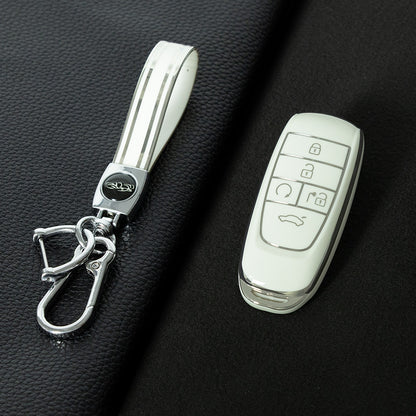 TRB1T1 White-Silver Plating Car Key Cover Key Case Cover for Gac New Energy Trumpchi Aion S V Y LX Car Accessories Car-Styling Holder Shell Keychain Protection