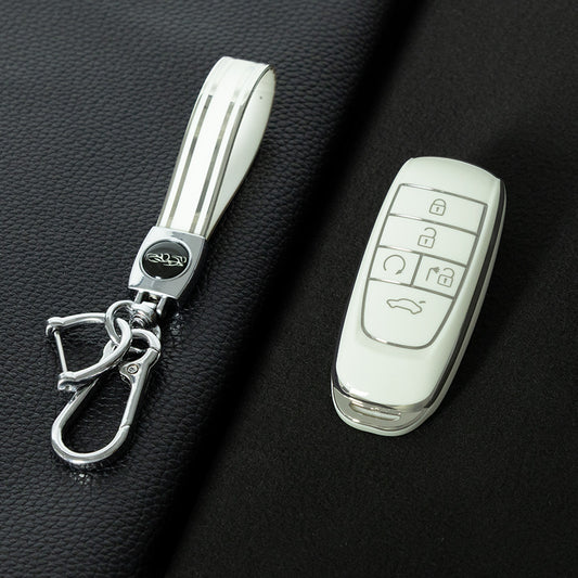TRB1T1 White-Silver Plating Car Key Cover Key Case Cover for Gac New Energy Trumpchi Aion S V Y LX Car Accessories Car-Styling Holder Shell Keychain Protection