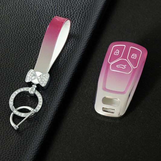 AUA1T1 Gradient Pink Car Key Cover For Audi A6 A5 Q7 S4 S5 A4 B9 Q7 A4L 4M 8W Q5 TT TTS RS 8S Coupe 2016 2017 2018 Accessories Fashion TPU Car Key Case Cover
