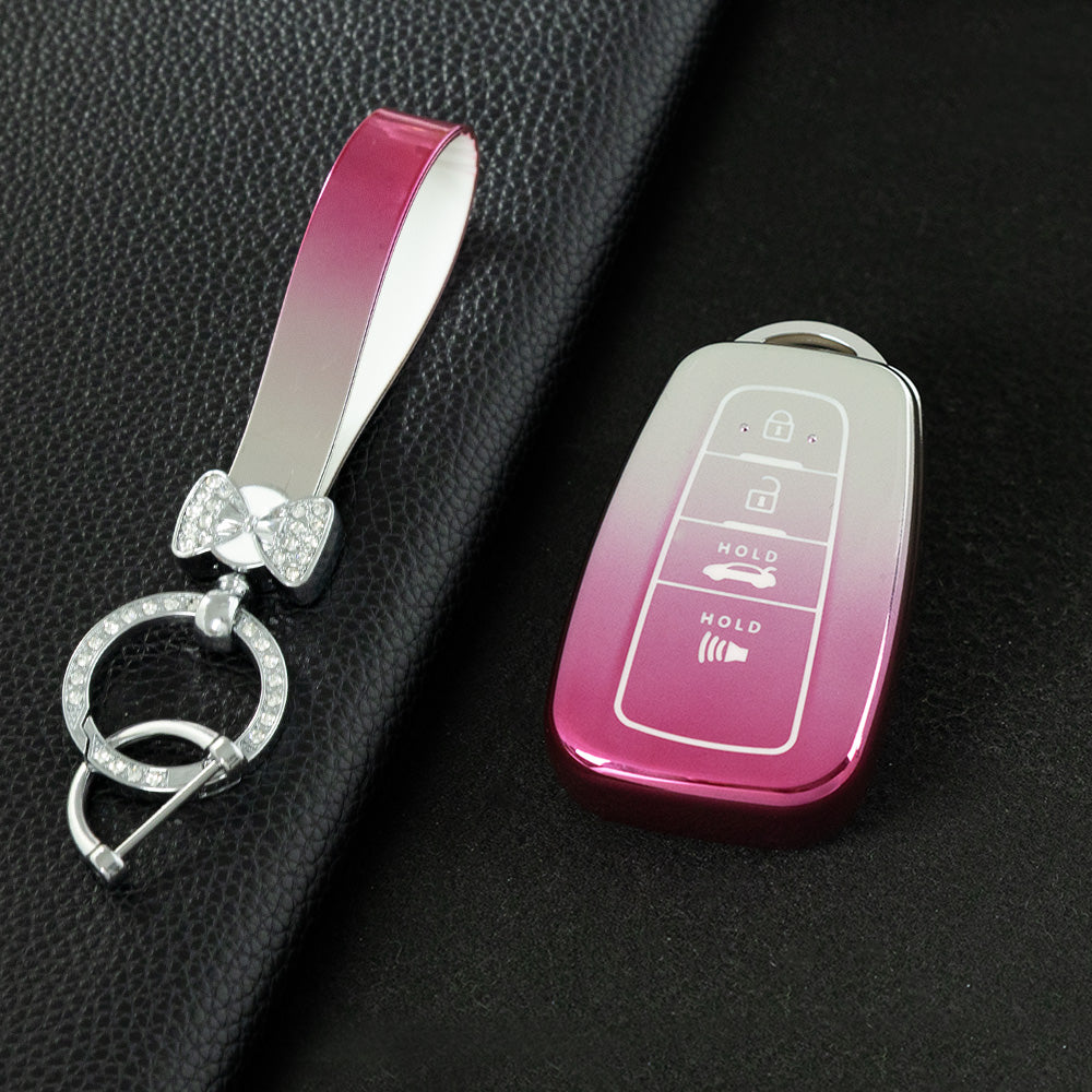 TOB4T1 Gradient Pink Car Key Cover For Toyota Prius Camry Corolla C-HR CHR RAV4 Prado Izoa Levin Avalon 2018 2019 2020 Car Key Case Shell Cover Protector