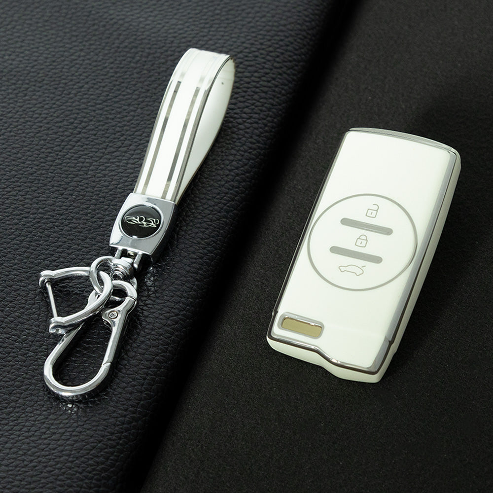 CRD1T1 White-Silver Plating Car Key Cover TPU Car Key Case Cover for Chery Tiggo 7 Pro 8 Pro Exeed Tiggo 2 3x Arrizo 5 Pro Gx 5x EQ7 Keyless Protector Shell Accessories