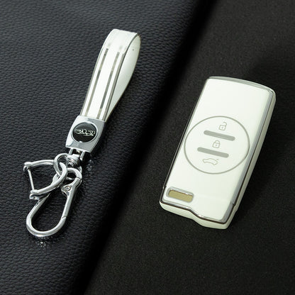 CRD1T1 White-Silver Plating Car Key Cover TPU Car Key Case Cover for Chery Tiggo 7 Pro 8 Pro Exeed Tiggo 2 3x Arrizo 5 Pro Gx 5x EQ7 Keyless Protector Shell Accessories