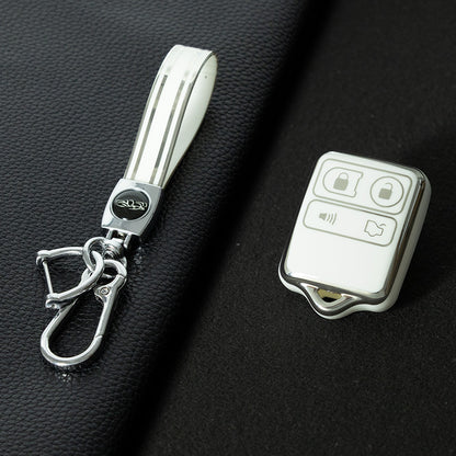 FOK1T1 White-Silver Plating 4 Buttons Key Remote Protective Sleeve Cover for Ford Car Wireless Key Cover Case