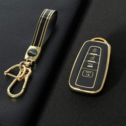 TOB4T1 Black-Gold Plating Car Key Cover For Toyota Prius Camry Corolla C-HR CHR RAV4 Prado Izoa Levin Avalon 2018 2019 2020 Car Key Case Shell Cover Protector
