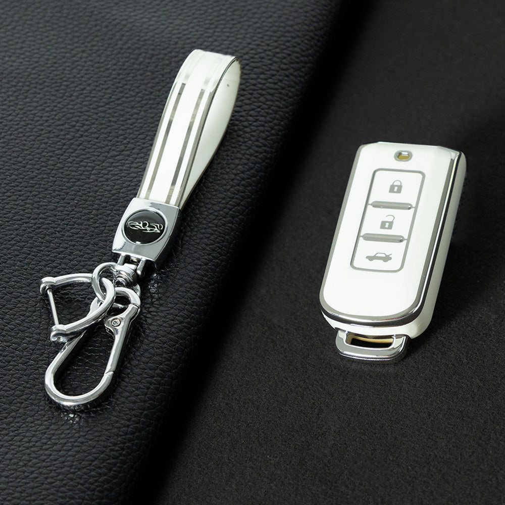 MIA1T1 White-Silver Plating TPU Car Remote Key Case Cover Shell for Mitsubishi Outlander ASX Pajero LANCER Sport Eclipse 3 Buttons Smart Keyless Fob