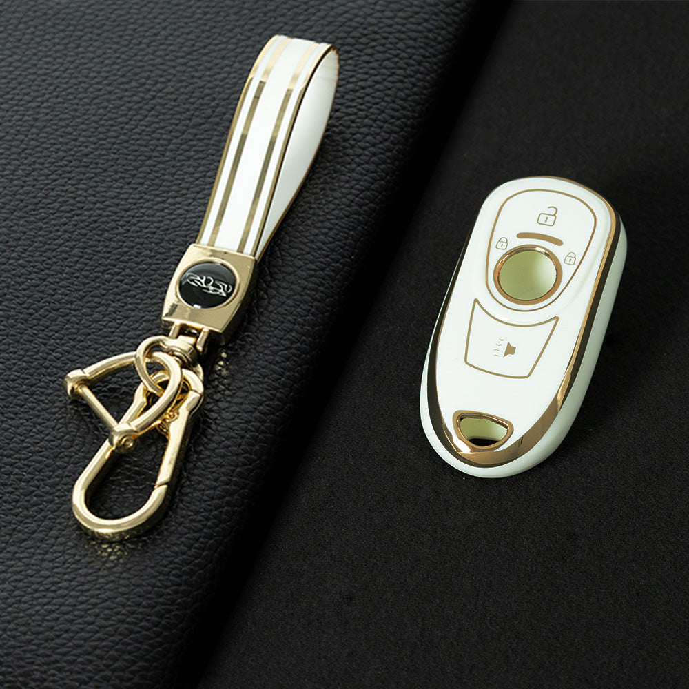 BUA1T1 White-Gold Plating Fashion TPU Car Key Case Cover Shell for Buick Envision Verano Encore GS 20T 28T New LACROSSE Opel Astra K Keyless Protector Fob
