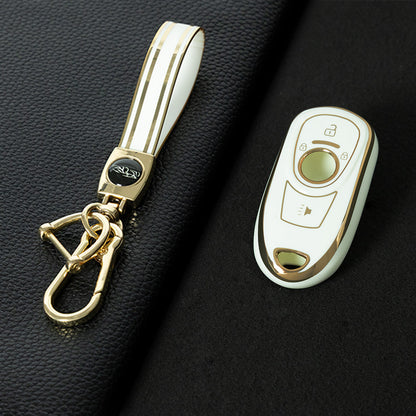 BUA1T1 White-Gold Plating Fashion TPU Car Key Case Cover Shell for Buick Envision Verano Encore GS 20T 28T New LACROSSE Opel Astra K Keyless Protector Fob