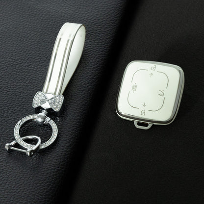 ZEA1T1 White-Silver Plating Car Key Case Cover Suitable for ZEEKR Car Key Cover 001 007 X 009 Protector Shell Automobile Key Fob case Bag keychain