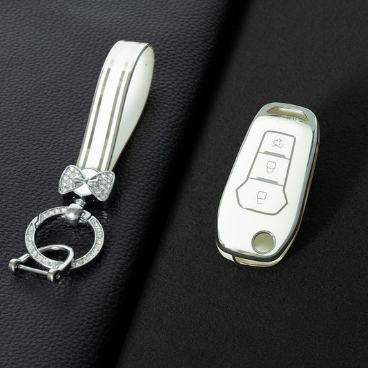 FOA1T1 White-Silver Plating Car Key Cover Hot Sale TPU Car Key Case for Ford ESCORT Edge Taurus Ecosport Car Key Shell Cover