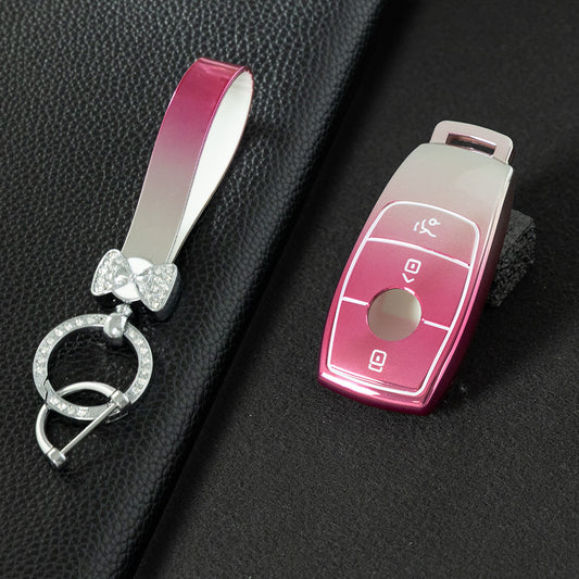 MEB1T1 Gradient Pink Car Key Cover For Mercedes Benz Maybach C200L S450L CLASS Key Rings Keychain Bag Car Key Accessories