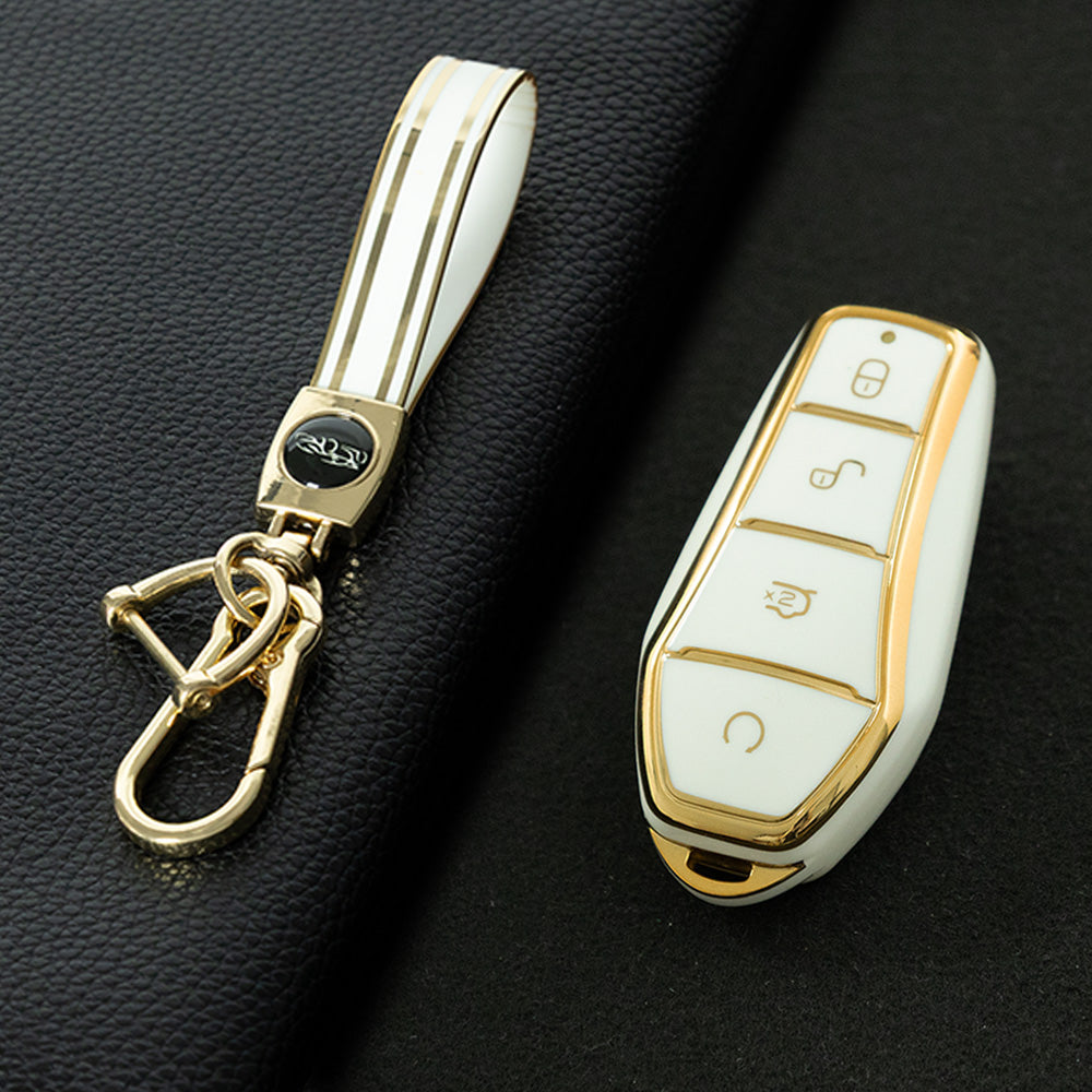 BYD1T1 White-Gold Platin Car Key Cover For BYD E2/E3/Song PRO/Yuan Plus/Dolphin Remote Key FOB Cover Accessories