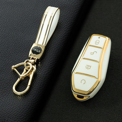 BYD1T1 White-Gold Platin Car Key Cover For BYD E2/E3/Song PRO/Yuan Plus/Dolphin Remote Key FOB Cover Accessories