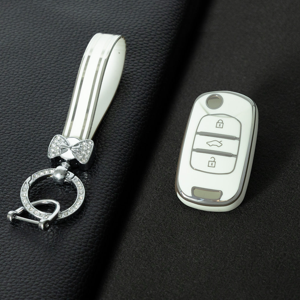 WUA1T1 White-Silver Plating Car Key Cover For Wuling S1 Baojun 730 510 560 310 630 310W Car Key Cover Case Bag Protector