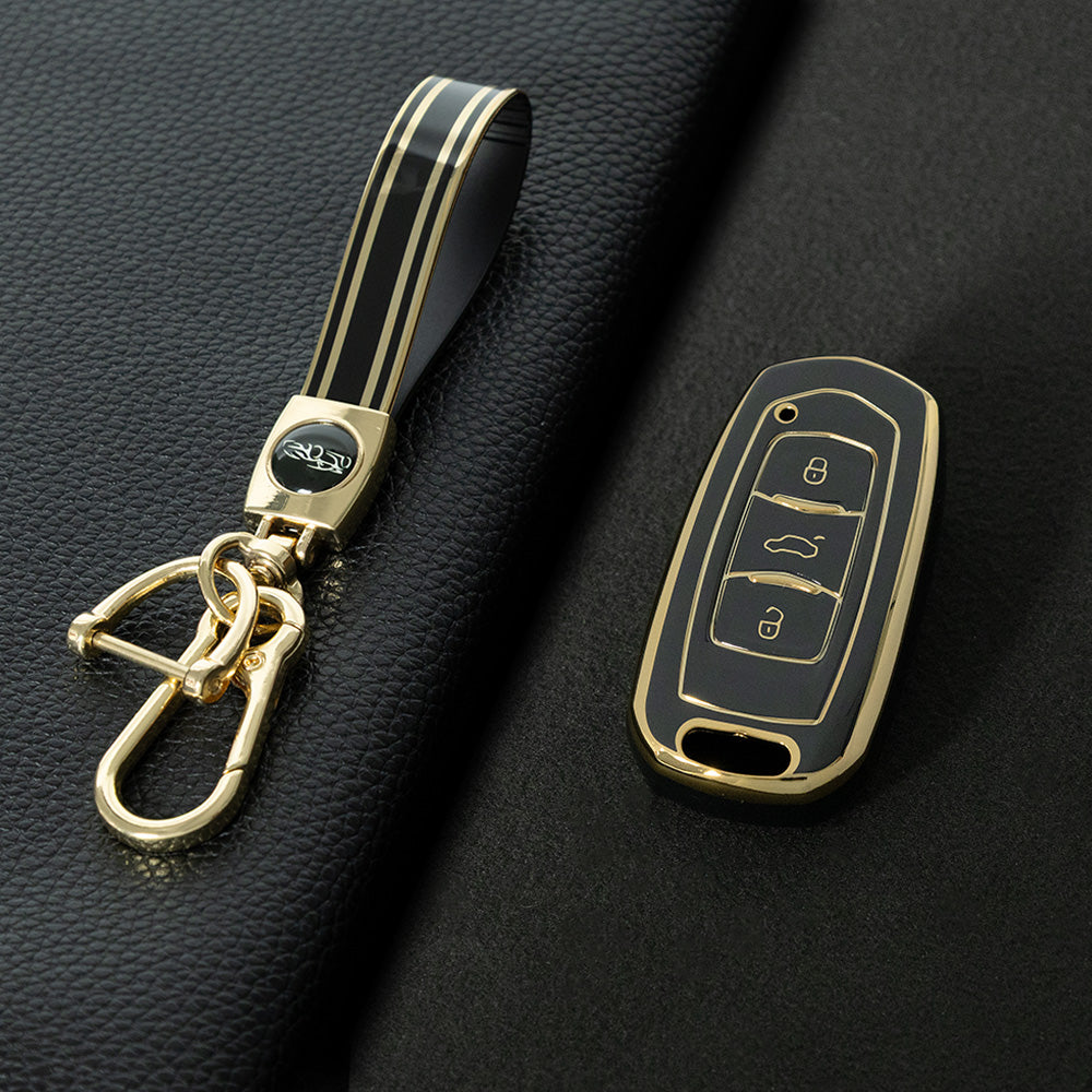 GEA1T1 Black-Gold Plating Car Key Cover For Geely Auto GL New Emgrand GS Car Key Pack S1 Boyue X3 Yuanjing X6 Borui Binrui Buckle Shell keychain
