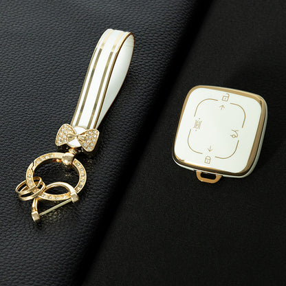 ZEA1T1 White-Gold Plating Car Key Case Cover Suitable for ZEEKR Car Key Cover 001 007 X 009 Protector Shell Automobile Key Fob case Bag keychain