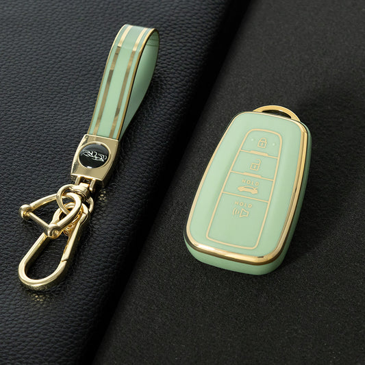 TOB4T1 Green-Gold Plating Car Key Cover For Toyota Prius Camry Corolla C-HR CHR RAV4 Prado Izoa Levin Avalon 2018 2019 2020 Car Key Case Shell Cover Protector