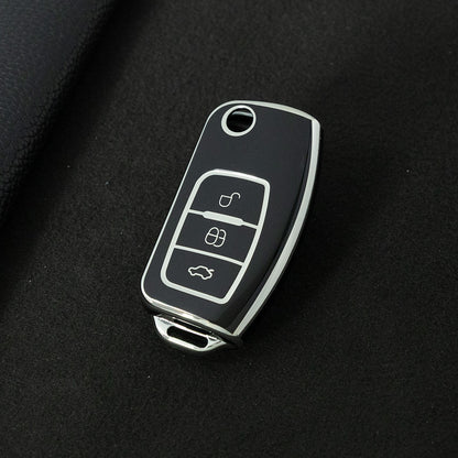 FOE1T1 Black-Silver Plating Car Key Cover TPU Car Key Case Cover for Ford Fusion Mondeo Mustang F150 F250 F350 Explorer Edge 2015 2016 2017 2018 2019 Accessories