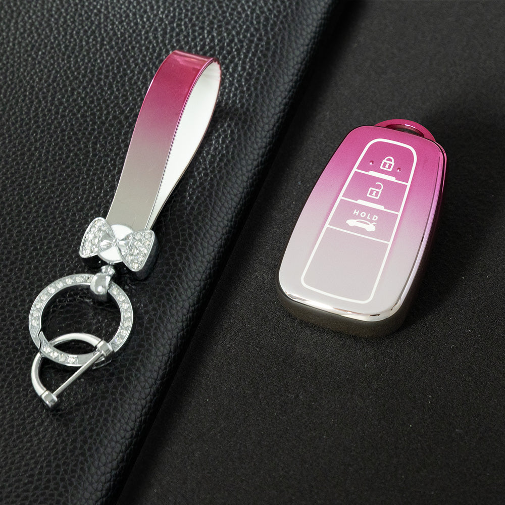 TOB1T1 Gradient Pink Car Key Cover For Toyota Rav4 Corolla CHR Verso Hilux Chaveiro Keyless Bag Car Accessories Key Cover TPU