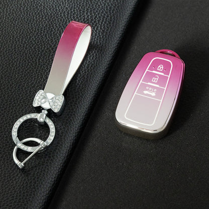 TOB1T1 Gradient Pink Car Key Cover For Toyota Rav4 Corolla CHR Verso Hilux Chaveiro Keyless Bag Car Accessories Key Cover TPU