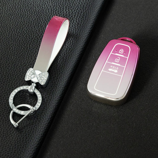 TOB1T1 Gradient Pink Car Key Cover For Toyota Rav4 Corolla CHR Verso Hilux Chaveiro Keyless Bag Car Accessories Key Cover TPU