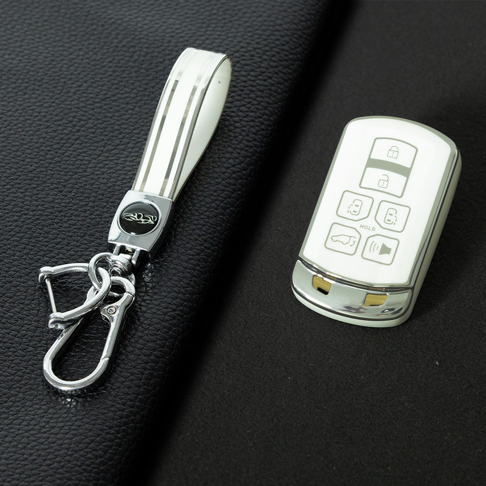 TOL1T1 White-Silver Plating TPU Car Key Cover Case for Toyota Avalon camry COROLLA RAV4 Grand Highlander
