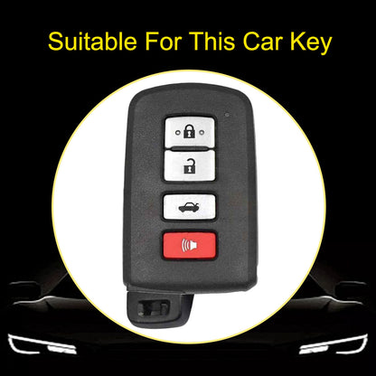 TOD4T1 White-Silver Plating For Toyota Camry TPU Car Key Case Cover Bag Shell Fob Protector 4 Button