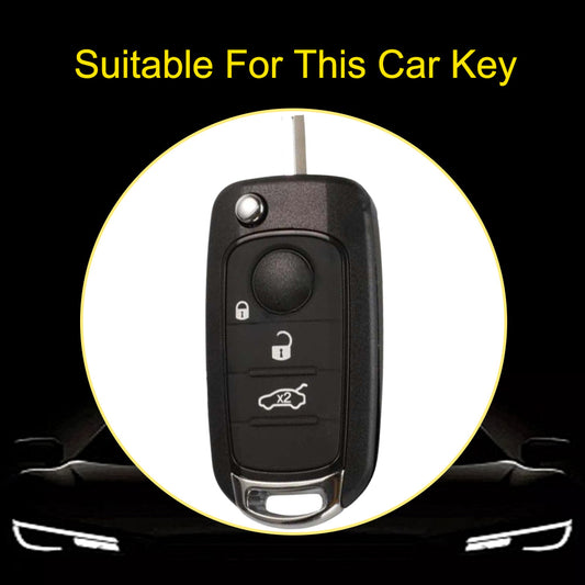 FIB1T1 Black-Silver Plating TPU Car Folding Key Case Cover Shell Holder Fob Protector for FIAT Tipo Toro Nuovo Freedom 500X Doblo Argo Grazie Accessories