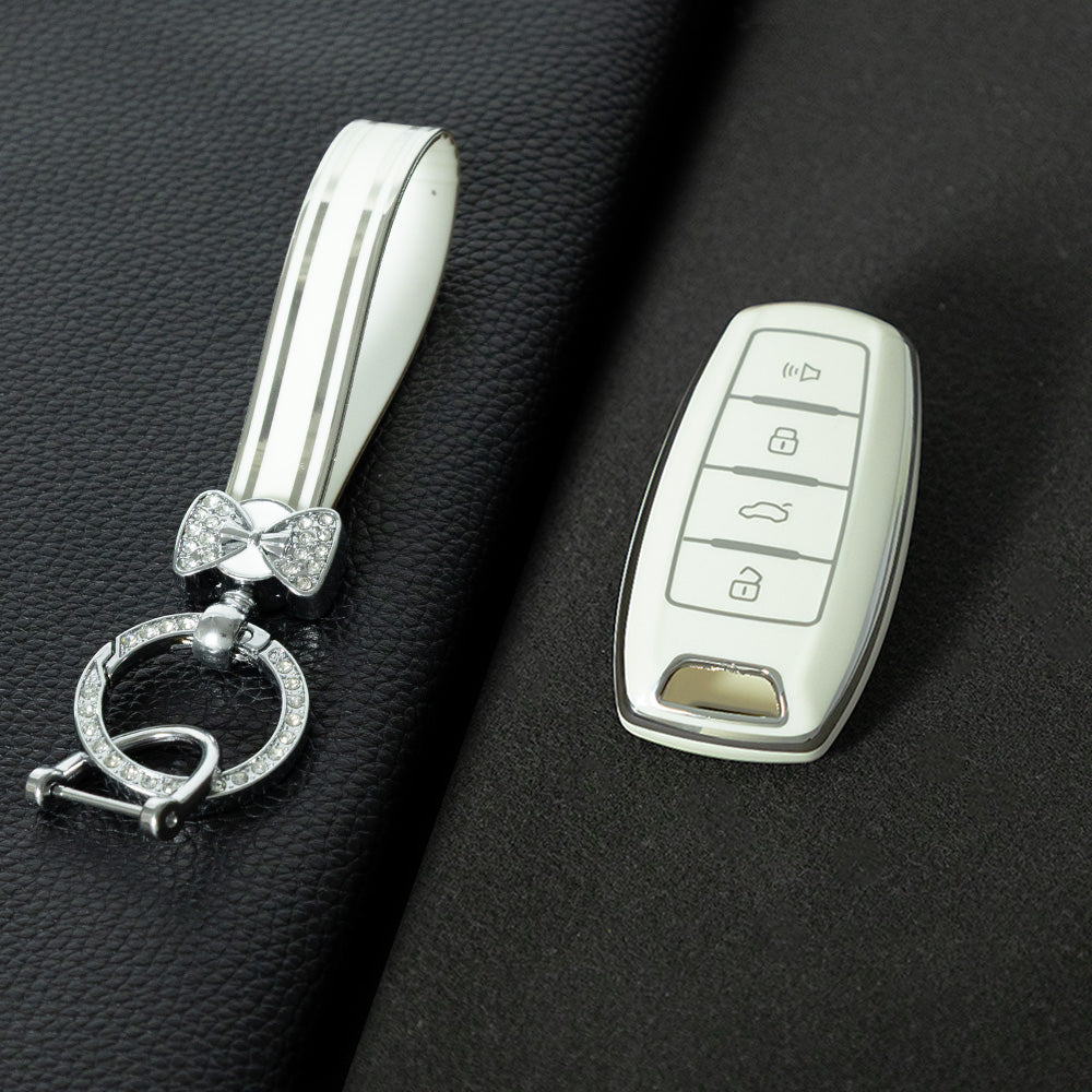 GRA2T1 White-Silver Plating Car Key Cover For TPU Haval Car Key Case H6 Third Generation Harvard M6 Package H2S Buckle F7x Housing F5 H4 H7/H8/H9