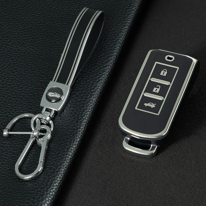 MIA1T1 Black-Silver Plating TPU Car Remote Key Case Cover Shell for Mitsubishi Outlander ASX Pajero LANCER Sport Eclipse 3 Buttons Smart Keyless Fob