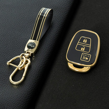 TOP1T1 Black-Gold Plating TPU Car Key Cover Case for Toyota Corolla Camry Prado Highlander Auto Key case for Toyota 3 Buttons Key
