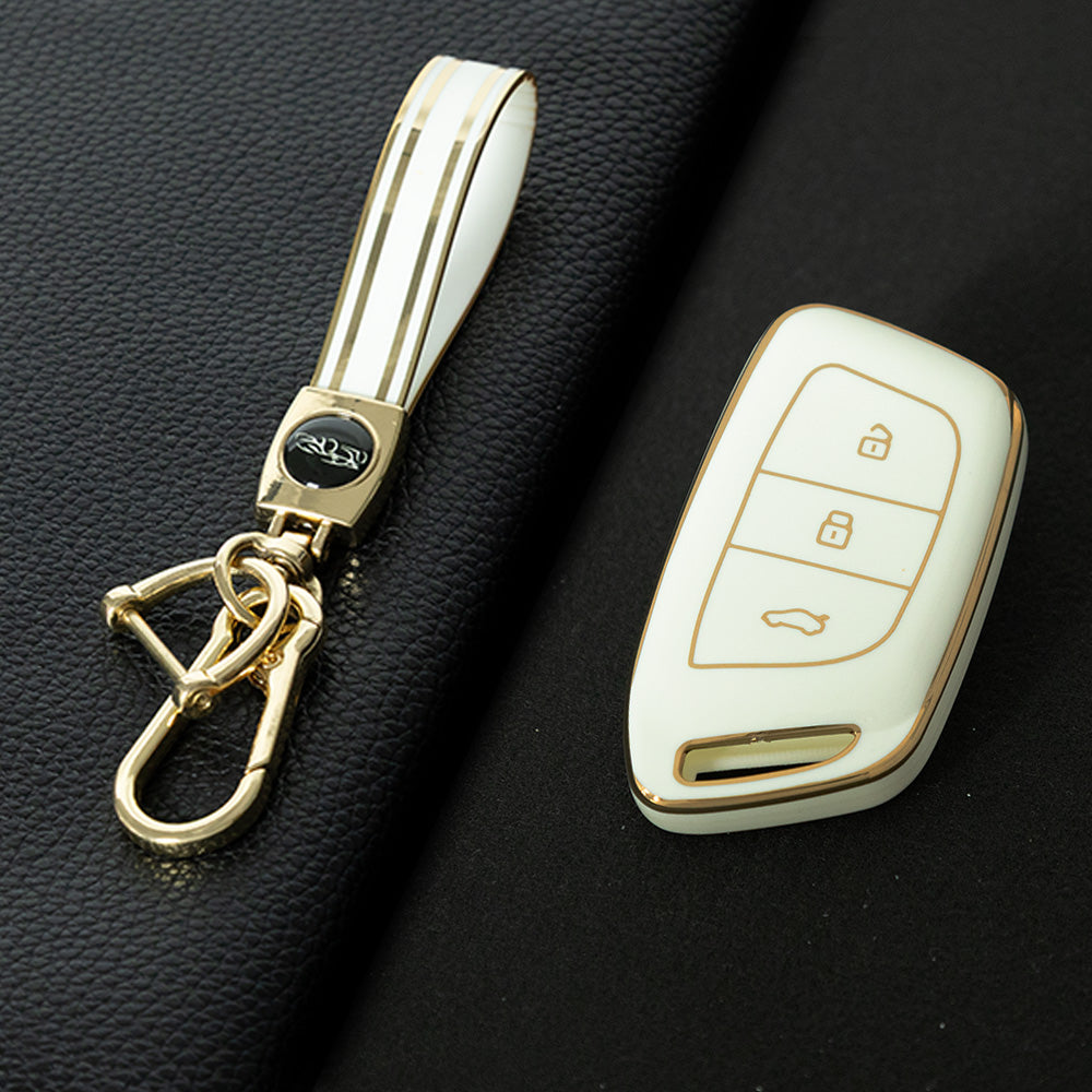BAC1T1 White-Gold Plating TPU Car Accessories Key Cover for Baojun 530 510 730 360 560 RS5 630 E300 RC6 RS5 RC5W