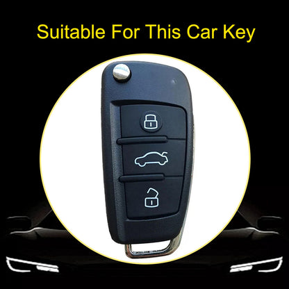 AUD1T1 Black-Gold Plating Car Key Cover For Audi Q3 Q7 Q5 TT Q2L A3 A1 Fold Key Rings Keychain Bag