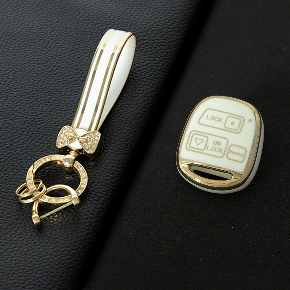 TON3T1 White-Gold Plating TPU Car Key Case for TOYOTA CAMRY RAV4 Corolla PRADO YARIS Tarago for LEXUS