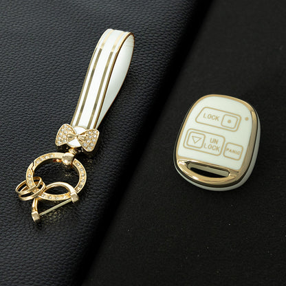 TON3T1 White-Gold Plating TPU Car Key Case for TOYOTA CAMRY RAV4 Corolla PRADO YARIS Tarago for LEXUS
