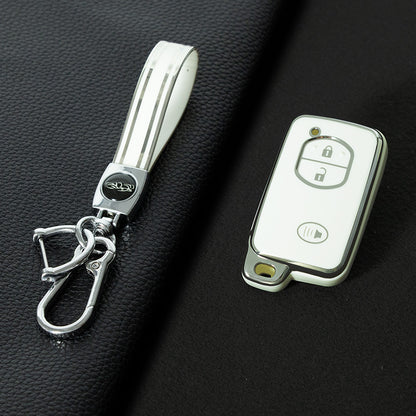 TOG3T1 White-Silver Plating Soft TPU Car Key Case Cover for Toyota Camry Highlander Crown Prado Land Cruiser Vitz Prius Corolla Accessories