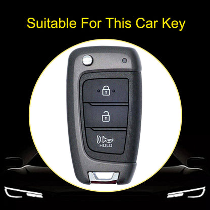 HYB2T1 White-Silver Plating TPU Car Key Case Cover for Hyundai Solaris 2 Elantra I30 I35 I40