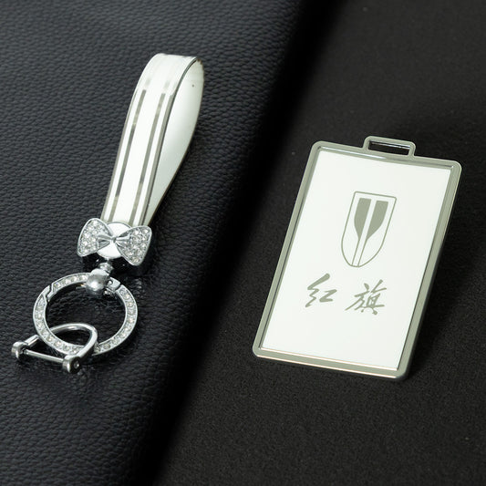 HNE1T1 White-Silver Plating TPU Car Key Case Cover Applicable to Hongqi H5 card key cover, 23 models, H9, HS7, H7 buckle, EQM5E-HS3