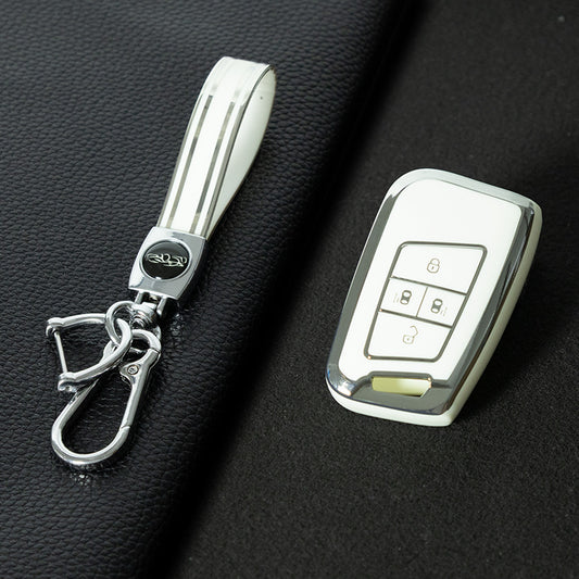 VOD3T1 White-Silver Plating TPU Car Key Case for VW Golf Tiguan Passat Lavida Jetta Bora Beetle Magotan Sagitar Santana Sharan