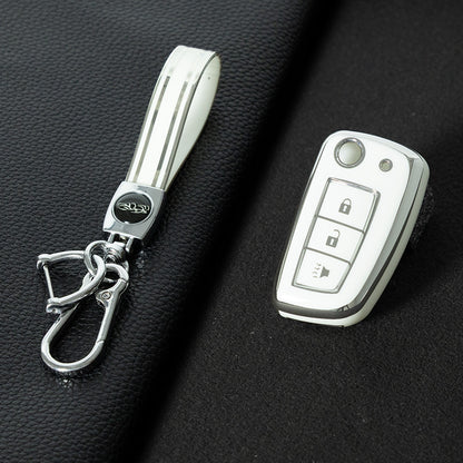 NIC3T1 White-Silver Plating TPU Car Key Case Cover for Nissan X-Trail Qashqai J11 Juke Murano Micra Tiida Maxima Altima Kicks
