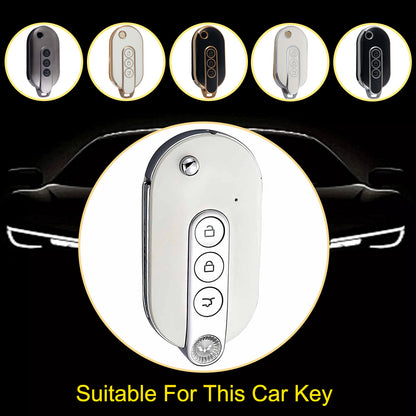 WUF1T1 Black-Silver Plating Car Key Cover TPU Car Remote Key Case Cover Shell Fob for SGM Wuling Hongguang MINIEV Air EV 2023 2022 Auto Protector Bag Accessories